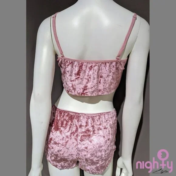 Pink Velvet Spaghetti Strap Set - Picture 3 of 4